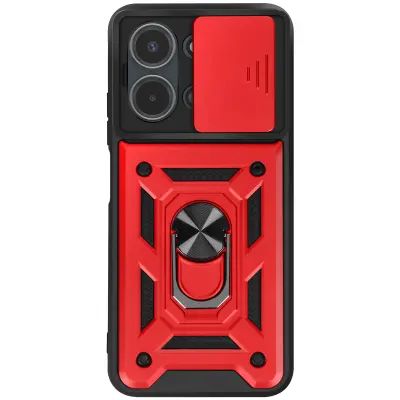Mayaxess, Ovitek Xiaomi Redmi 15C Odporen MIL-STD 810G Pokrov kamere Obročasto stojalo, Rdeča