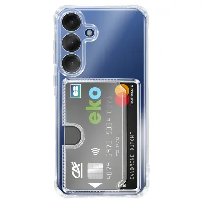 Ovitek za Galaxy S24 / S25 z vgrajenim žepkom za kartice in ojačanimi vogali, Prozorna