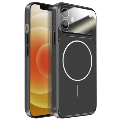 Ovitek za iPhone 12 MagSafe mat steklo AG Glass, Črna