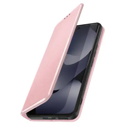 Preklopna torbica za Redmi Note 15 5G/4G – predali za kartice in stojalo, Šampanjec roza
