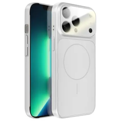 Ovitek za iPhone 13 Pro Max MagSafe mat steklo AG Glass, Srebrna