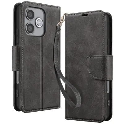 Etui za denarnico za Honor 600 Lite v retro slogu s podporo, Siva