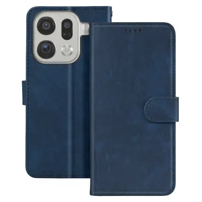 Torbica za Oppo Find X9 Pro Klasična folija z imetnikom kartic in funkcijo stojala, Nočno modra