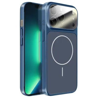 Ovitek za iPhone 13 Pro Max MagSafe mat steklo AG Glass, Nočno modra