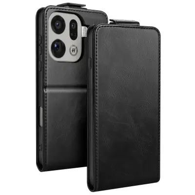 Torbica za Oppo Find X9 Pro Navpični zavihek z imetnikom kartic in funkcijo stojala, Črna