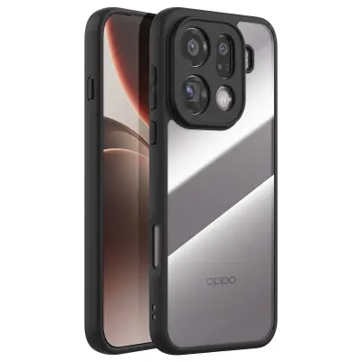 Celotni Ovitek za Oppo Find X9 Pro Hibridni Dizajn z Ojačanim Robom, Prozorna črna