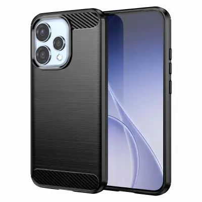 Silikonski Ovitek Oppo Reno 15, Karbonski Videz, Brušena Tekstura, Črna