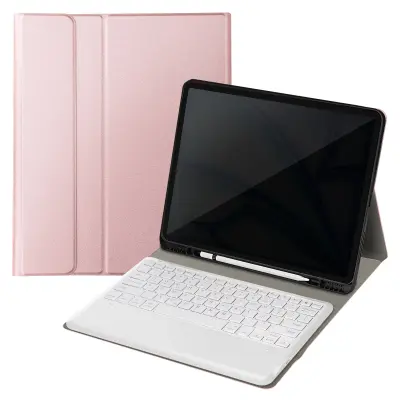 Snemljiva torbica s tipkovnico QWERTY in stojalom – iPad Air 13 2026, Šampanjec roza