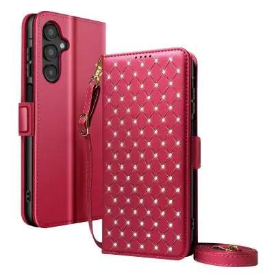 Etui za Galaxy A16 / A26 / A17 anti-RFID z naramnico in trakom, Rdeča