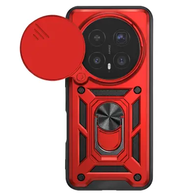 Mayaxess, Prstanasti etui za Honor Magic 8 Pro z drsnim pokrovčkom kamere antišok, Rdeča