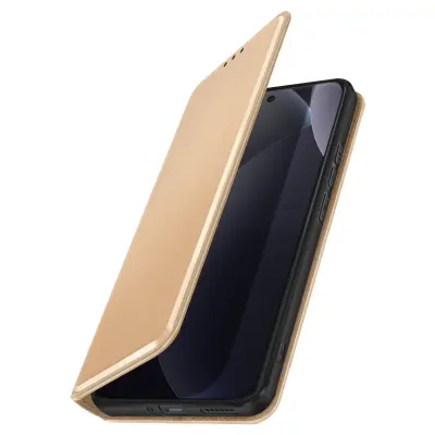 Preklopna torbica za Redmi Note 15 Pro Plus 5G – predali za kartice in stojalo, Zlata