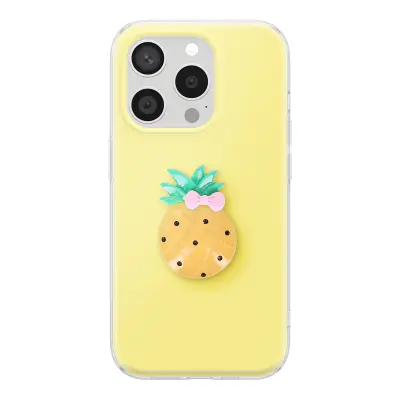 Ovitak za iPhone 15 Pro s 3D motivi ananasa, Rumena