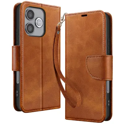 Etui za denarnico za Honor 600 Lite v retro slogu s podporo, Rjava