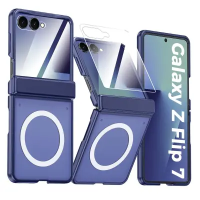 Ovitek Samsung Galaxy Z Flip7 z magnetnim obročkom, PC zaščita Blue