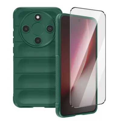 Zaščita in kaljeno steklo za Honor Magic 8 Lite mehka antišok ojačana, Zelena