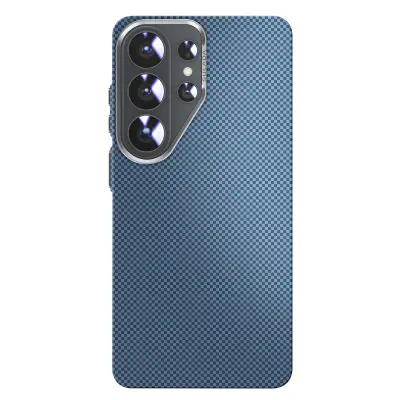 Etui za Galaxy S26 Ultra videz aramida združljiv Qi2 / MagSafe / PixelSnap, Modra