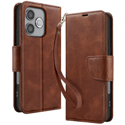 Etui za denarnico za Honor 600 Lite v retro slogu s podporo, Svetlo rjava