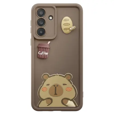 Ovitek za Galaxy A36 s 3D Kawaii Capybara Motivi in Dvignjenim Robom, Rjava