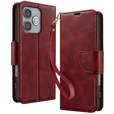 Etui za denarnico za Honor 600 Lite v retro slogu s podporo, Rdeča