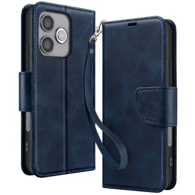 Etui za denarnico za Honor 600 Lite v retro slogu s podporo, Nočno modra