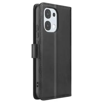 Klasična preklopna torbica za Oppo A6 Pro s funkcijo stojala, Črna