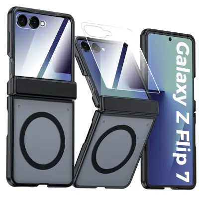 Ovitek Samsung Galaxy Z Flip7 z magnetnim obročkom, PC zaščita Black
