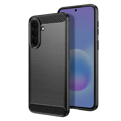 Ovitek za Galaxy A57 silikonski efekt ogljika brušena tekstura, Črna
