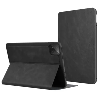 Preklopna torbica z učinkom usnja in stojalom – Xiaomi Pad 8 / Pad 8 Pro, Črna