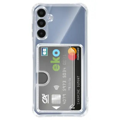 Etui za Galaxy A15 z vgrajenim držalom za kartice in okrepljeni kotički, Prozorna