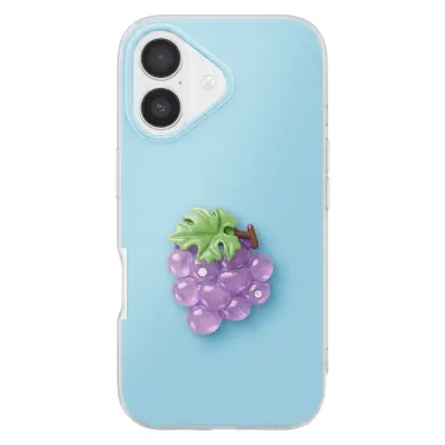 Ovitak za iPhone 16 s 3D motivi grozdja, Modra