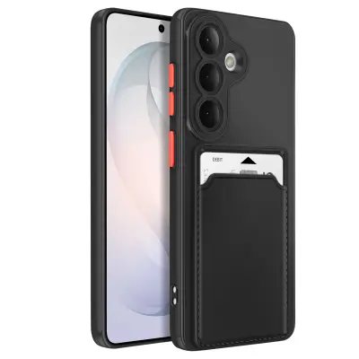 Etui za Galaxy S26 z držalom za kartice in zaščito kamere, Črna