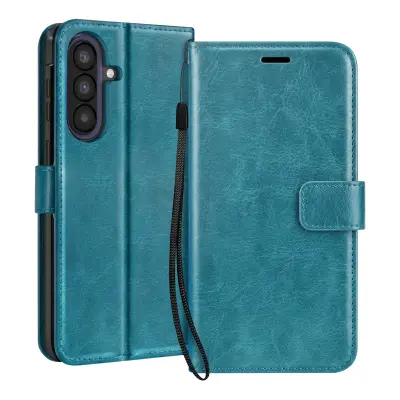 Mayaxess, Denarnica etui Galaxy A57 z zapestnim trakom in stojalom, Turkizna