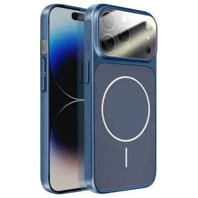 Ovitek za iPhone 14 Pro Max MagSafe mat steklo AG Glass, Nočno modra