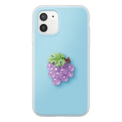 Ovitek za iPhone 12 / 12 Pro s 3D motivom grozdja in dvignjenim robom, Modra