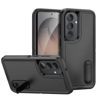 Ojačana zaščita za Galaxy S26 Plus tri-materilana s stojalom, Črna
