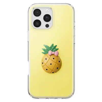 Ovitak za iPhone 16 Pro s 3D motivi ananasa, Rumena