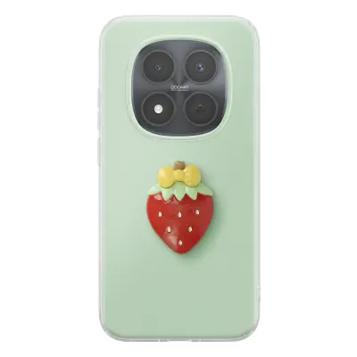 Ovitek za Redmi Note 15 Pro 5G s 3D motivom jagode in dvignjenim robom, Zelena
