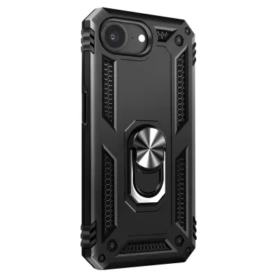 Antišok etui za iPhone 17e z vrtljivim magnetnim obročem, Črna