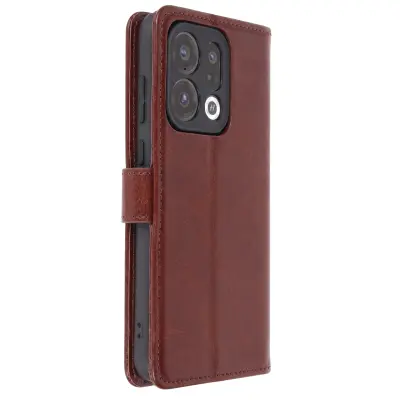 Preklopni Ovitek za Oppo Find X9 Učinek Vintage Usnja s Stojalom in Prostorom za Kartice, Rjava