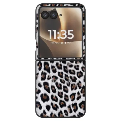 Ovitek Leopard za Motorola Razr 70 Ultra in Razr 60 Ultra Preklopna Zaščita, Bela