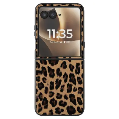 Ovitek Leopard za Motorola Razr 70 Ultra Preklopna Zaščita, Temno rjava