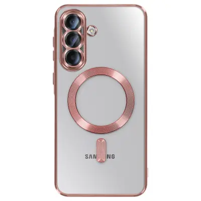 MagSafe etui za Galaxy A37 s kromiranim robom, Roza