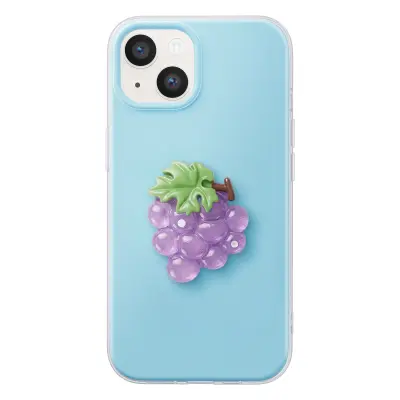 Ovitak za iPhone 14 s 3D motivi grozdja, Modra