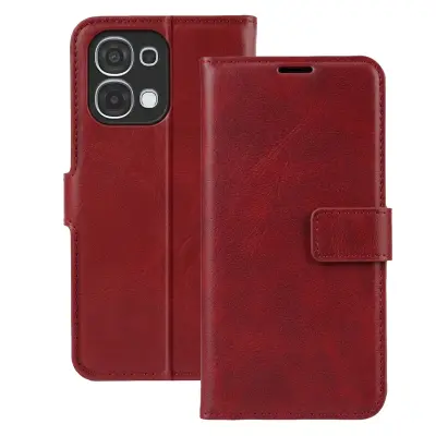 Denarnica za Oppo A6 Pro Prešit učinek s funkcijo stojala, Bordo