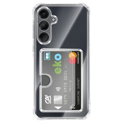 Etui za Galaxy A55 z vgrajenim držalom za kartice in okrepljeni kotički, Prozorna