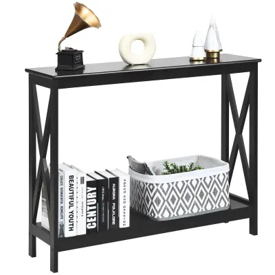 Rustikalna mizica Console Black 100 x 30 x 80 cm