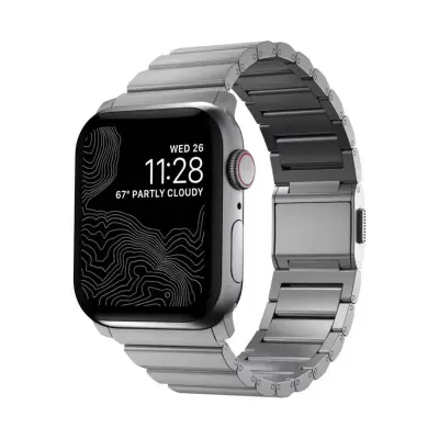 Nomad, Pas za uro Apple Watch 44/45/46/49 mm pas iz titana, Srebrna