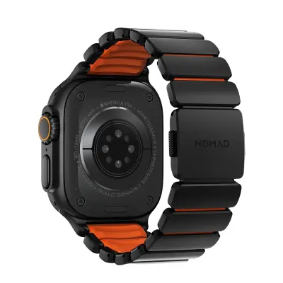 Nomad, Ojačan športni pašček za Watch 49mm z magnetno zaponko, Črna / Oranžna