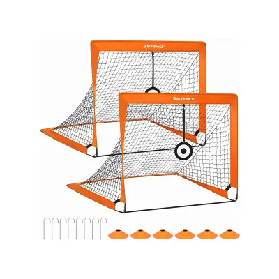 Nogometni gol komplet 2 kosa 120x91x91 cm oranžen