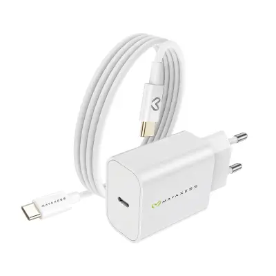 Mayaxess, Omrežni polnilnik za Galaxy Z Flip 4 20W + 1m USB-C kabel, Bela